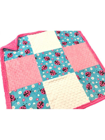 Ladybug Fuchsia Patchwork Blanket