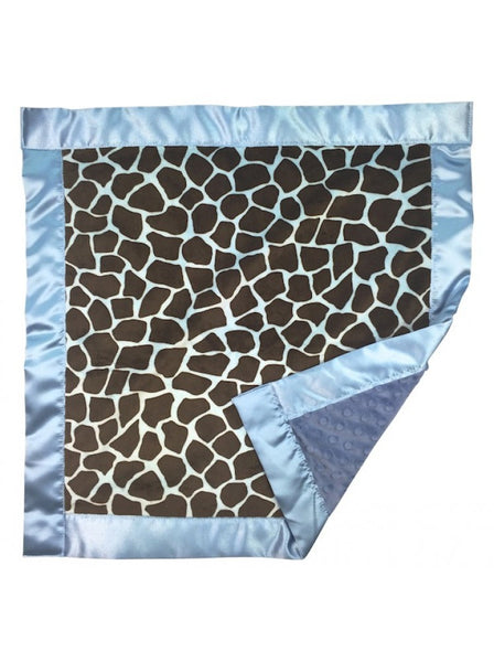 Giraffe Blue Satin Snuggle (Bordered)